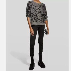 Rails Dalmatian Gray and Black Spotted Jacquard Cashmere Wool Blend SweaterLarge